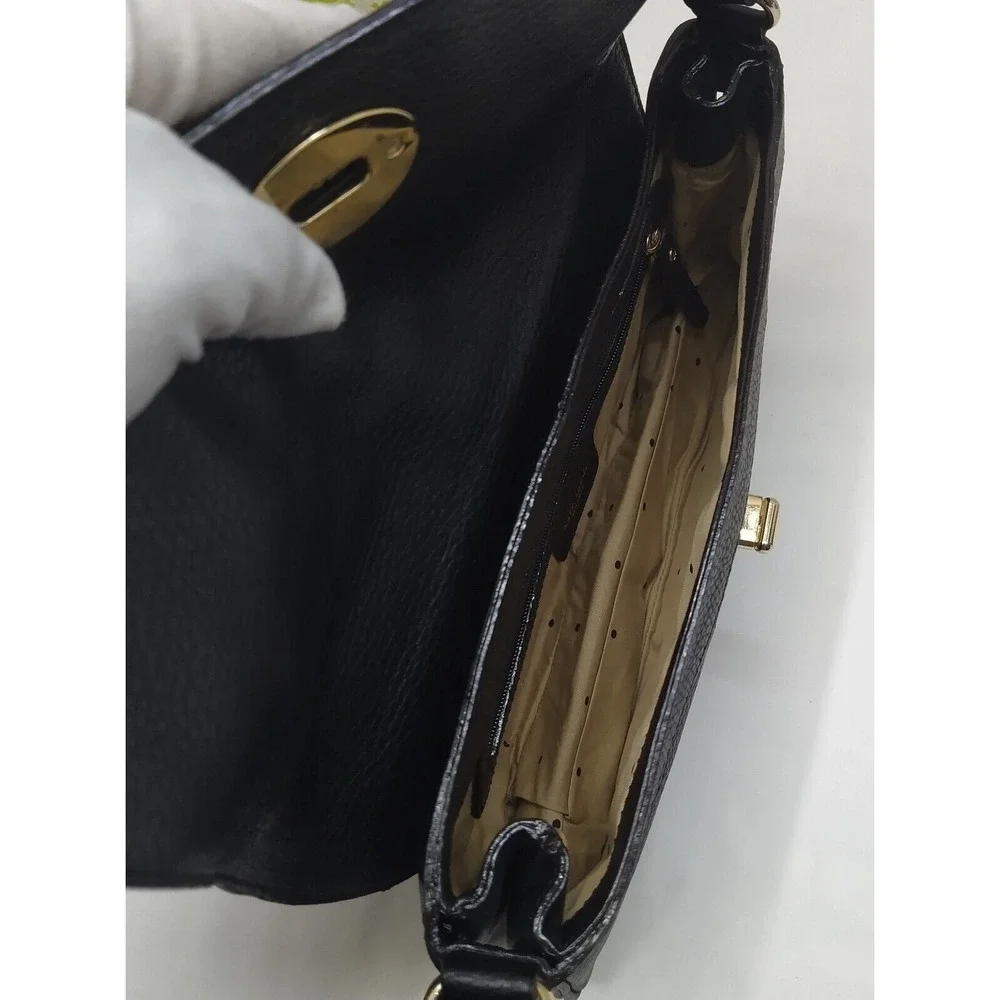 Kate Spade New York Black Leather Turnlock Flap Closure Hobo Crossbody Bag